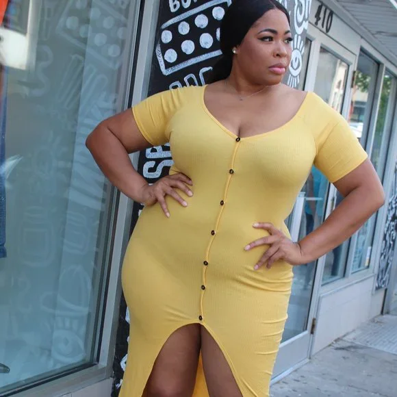 Plus Size - Yellow Plus Size Drress | Color: Yellow | Size: 3X | Nopha's Closet